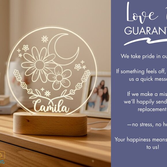 Personalized Flower LED Light – Unique Floral Night Light Decor - Picture 6 of 8